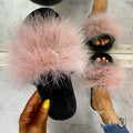 fashion ostrich hair slippers women's autumn winter new arrivalflatsplus size home indoor and outdoor slippers