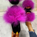 fashion ostrich hair slippers women's autumn winter new arrivalflatsplus size home indoor and outdoor slippers