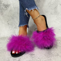 fashion ostrich hair slippers women's autumn winter new arrivalflatsplus size home indoor and outdoor slippers