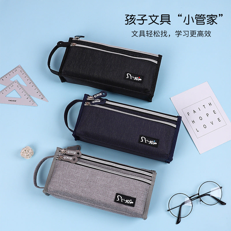 Simple and multi-functional high school boy pencil case large capacity four-layer Japanese and Korean stationery box   e-commerce pencil case