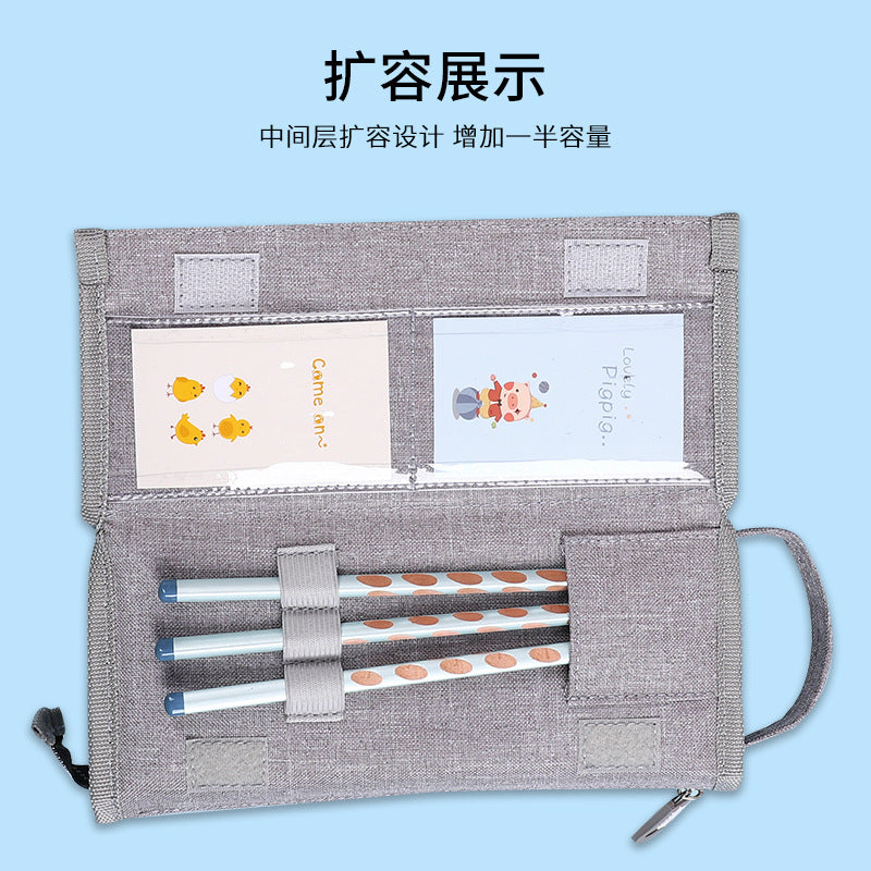 Simple and multi-functional high school boy pencil case large capacity four-layer Japanese and Korean stationery box   e-commerce pencil case