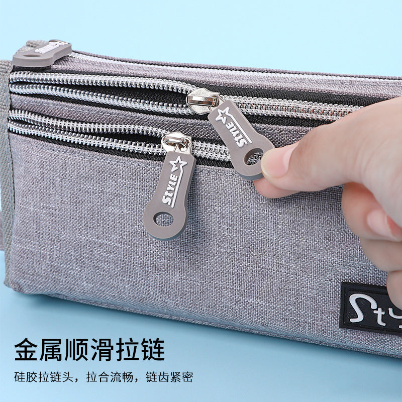 Simple and multi-functional high school boy pencil case large capacity four-layer Japanese and Korean stationery box   e-commerce pencil case
