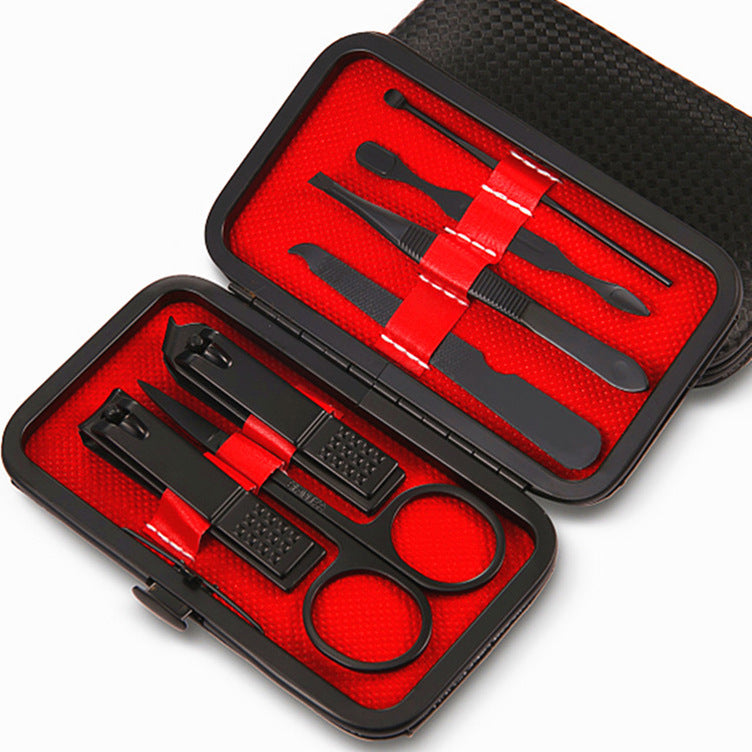 Wholesale stainless steel nail clippers pedicure knife trimming nail nippers nail scissors set 7-piece manicure tool kit
