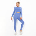 Customizable seamless yoga set for women - crescent fit, stretchy, long sleeve running & fitness activewear