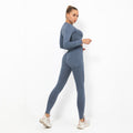 fashion seamless yoga suit women's crescent tight elastic long sleeves running fitness sports suit women