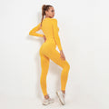 Customizable seamless yoga set for women - crescent fit, stretchy, long sleeve running & fitness activewear
