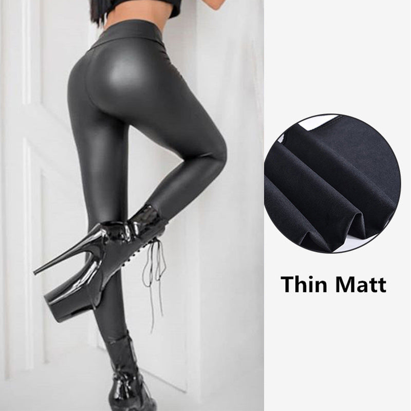 Fall and winternew arrivalpu leather pants bottom pants cross-border export women's pants plus sizefashion stylehigh waistsexy elasticity