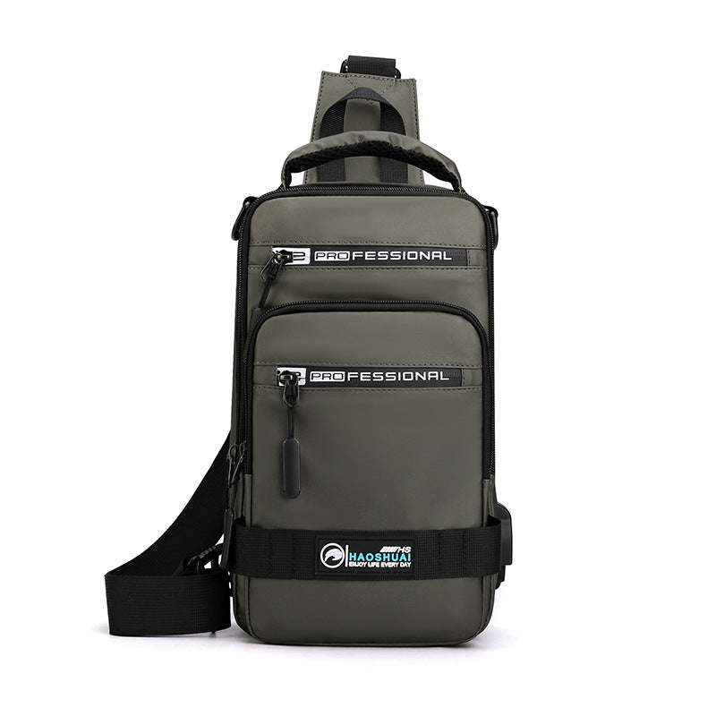 New men's Korean version trendy breast bag outdoor casual waterproof shoulder messenger bag large capacity simple backpack