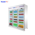 Huaer double three-door beverage cabinet manufacturer cold drink refrigerated display cabinet freezer commercial refrigerator air-cooled freezer personalized