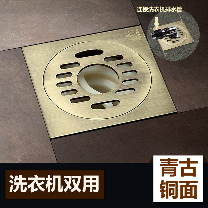 Submarine floor drain genuine turquoise bronze package brushed matte surface antique set European retro all copper deodorant