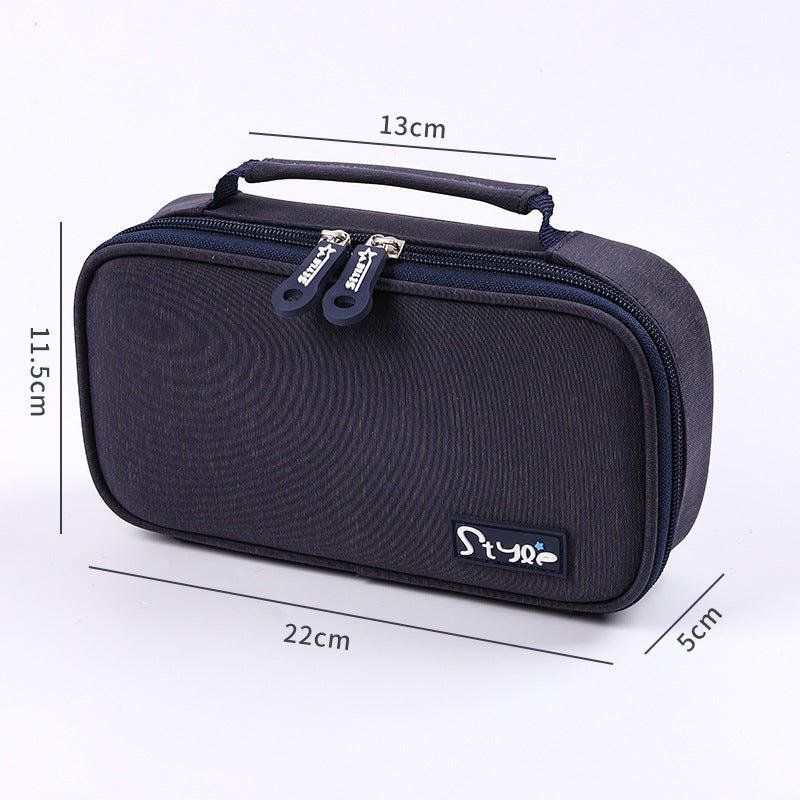 Simple Korean version multi-functional pencil case large capacity portable stationery box canvas solid color   e-commerce