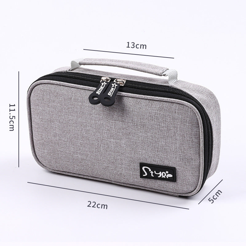 Simple Korean version multi-functional pencil case large capacity portable stationery box canvas solid color   e-commerce