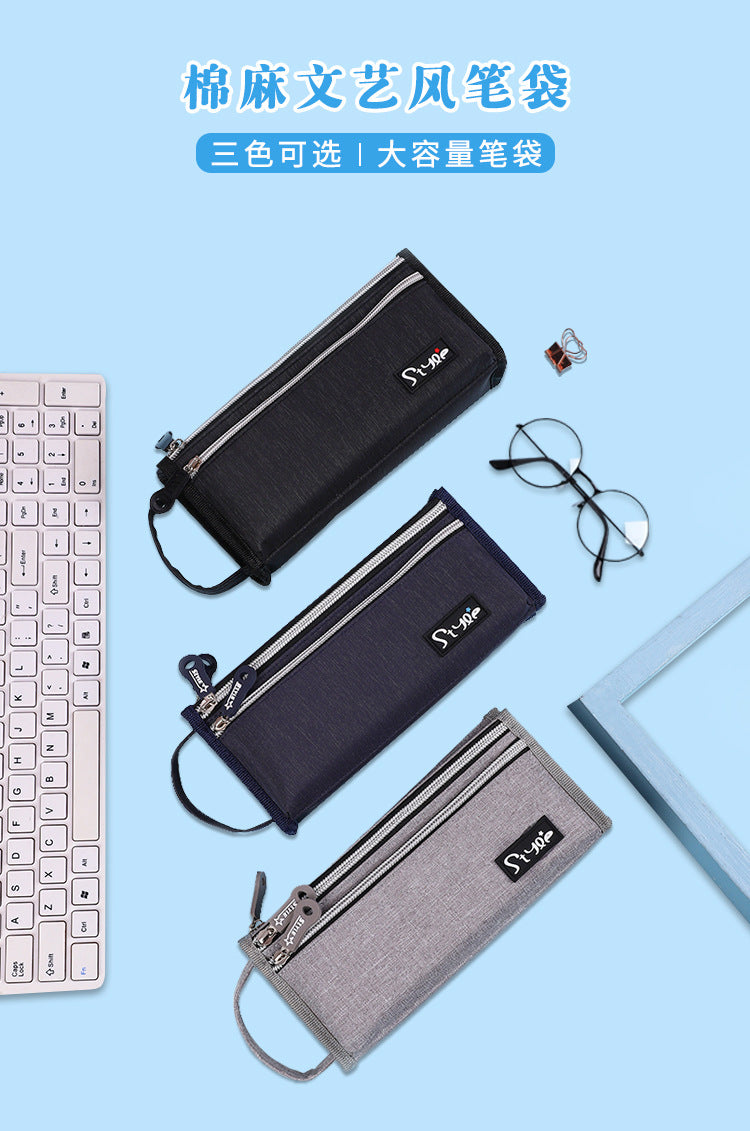 Simple and multi-functional high school boy pencil case large capacity four-layer Japanese and Korean stationery box   e-commerce pencil case