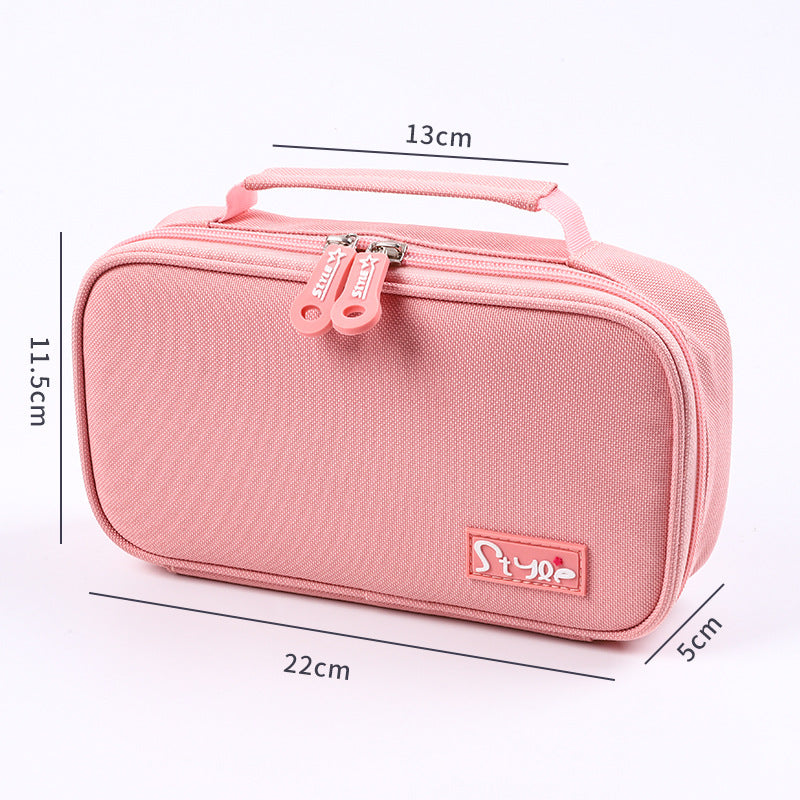 Simple Korean version multi-functional pencil case large capacity portable stationery box canvas solid color   e-commerce