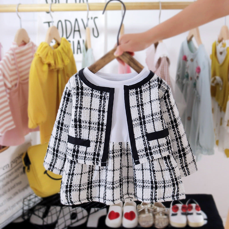 Girls' trendy outfit set: 2020 new style baby girl knitted cardigan and tulle skirt princess two-piece set