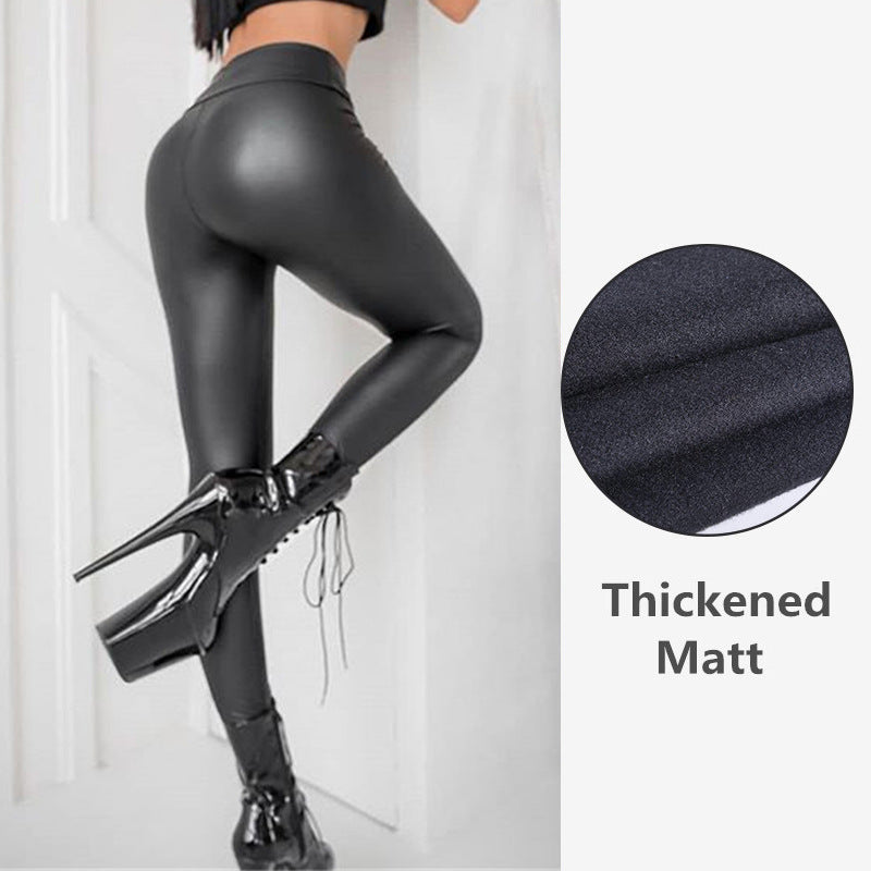 Fall and winternew arrivalpu leather pants bottom pants cross-border export women's pants plus sizefashion stylehigh waistsexy elasticity