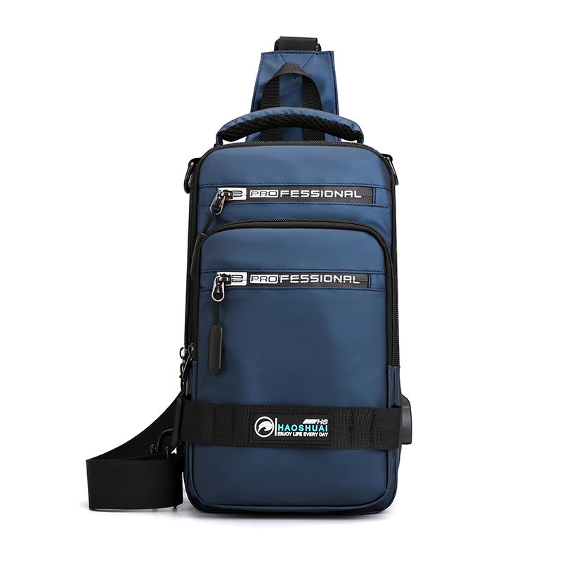 New men's Korean version trendy breast bag outdoor casual waterproof shoulder messenger bag large capacity simple backpack