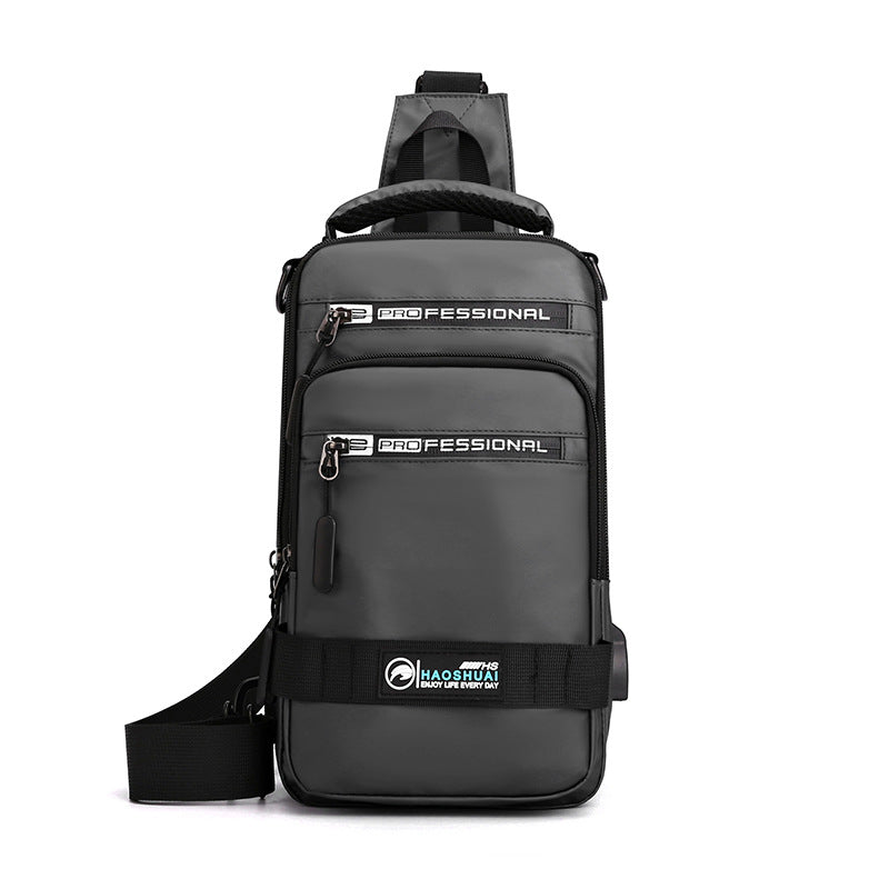 New men's Korean version trendy breast bag outdoor casual waterproof shoulder messenger bag large capacity simple backpack