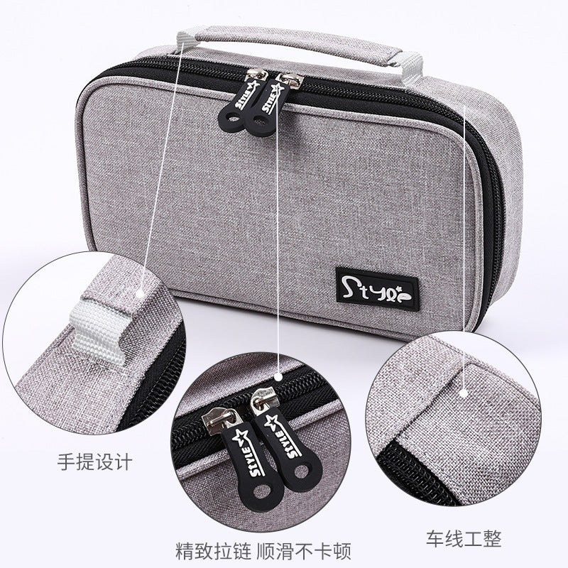 Simple Korean version multi-functional pencil case large capacity portable stationery box canvas solid color   e-commerce