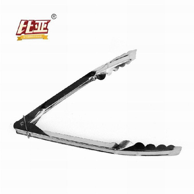 Stainless steel home & outdoor food tongs - bbq tongs, buffet food tongs, kitchen bread tongs, steak tongs, red rubber grip