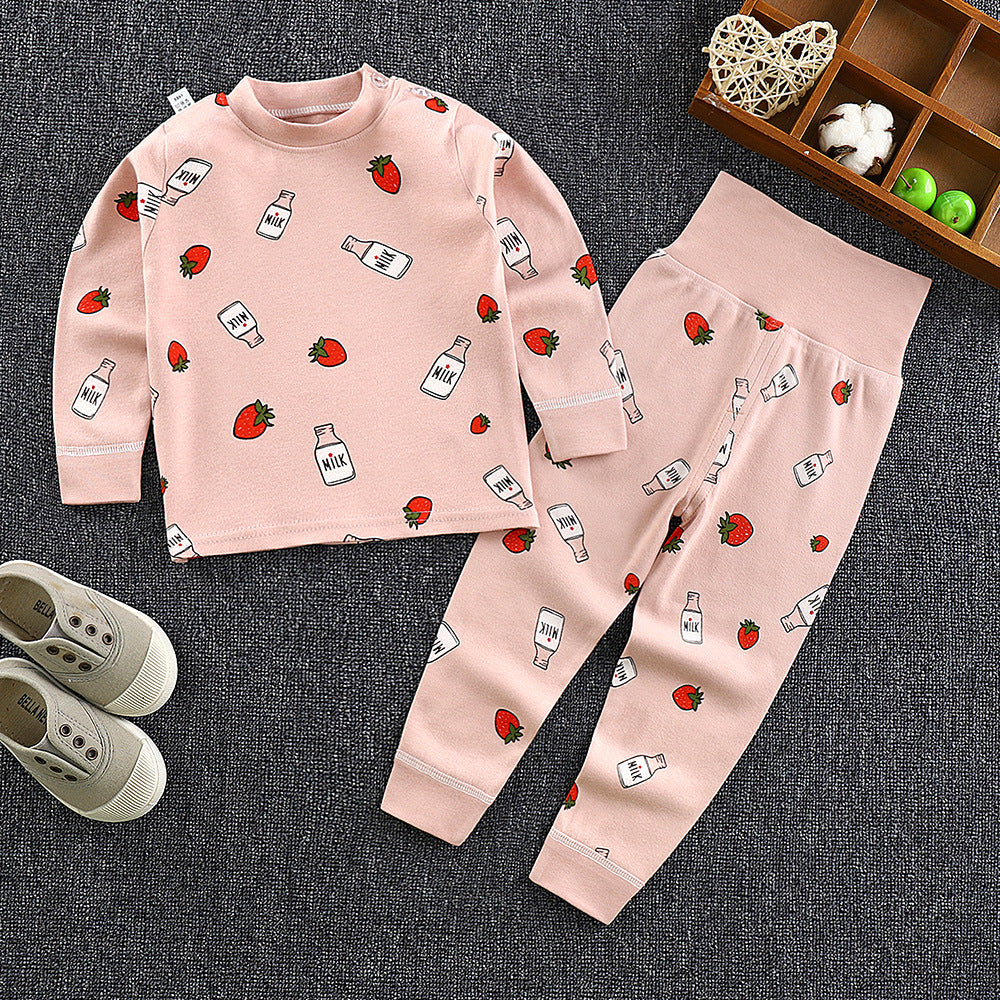 Spring & fall children's clothing kids high waist belly protection pants suit baby pure cottonintimates boys and girls autumn clothes and long trousers one piece dropshipping