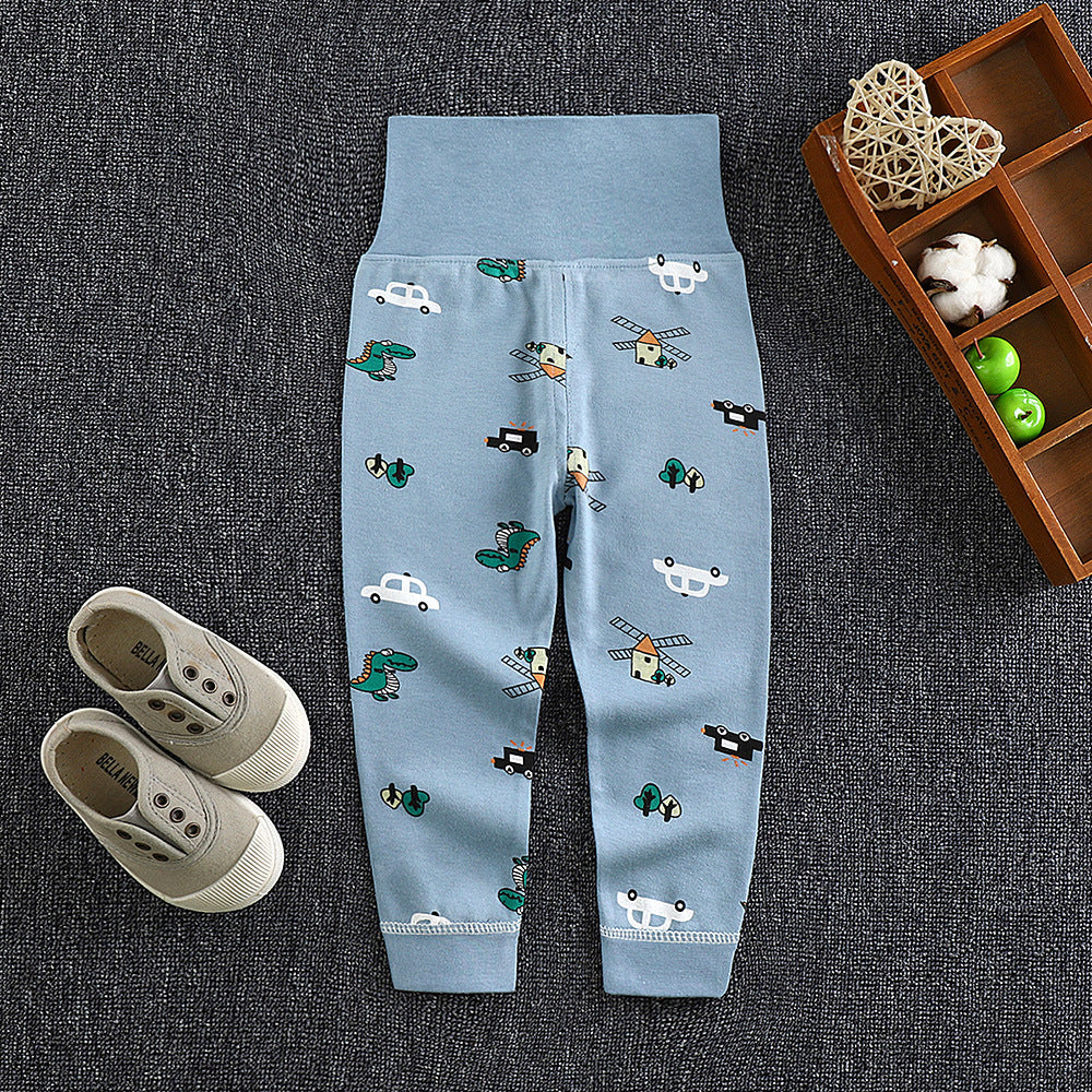 Spring & fall kids pure cotton long johns baby high waist belly pants baby openable pants boys and girls bottom pajamas