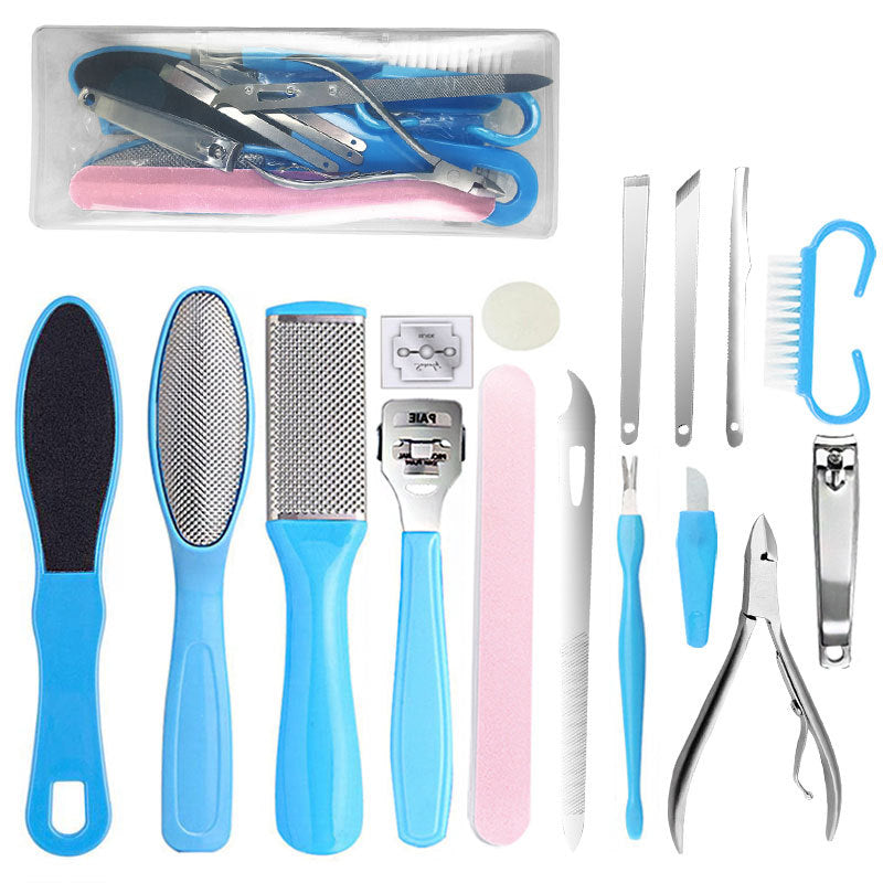 Ready-to-ship 16-piece foot care kit: includes foot file, callus remover, and foot scrubber for dead skin removal