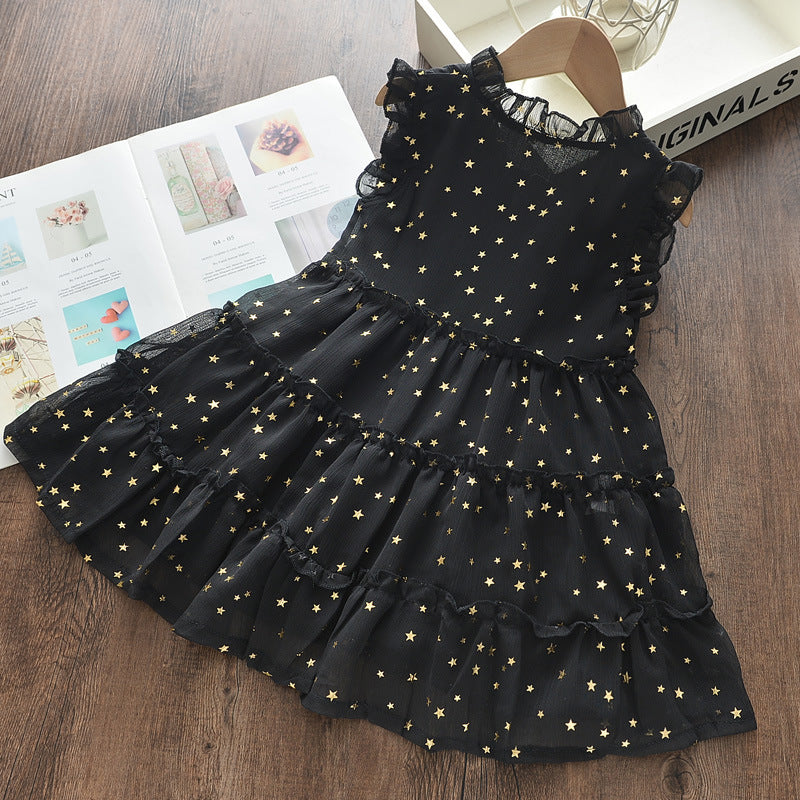 Ins cross-border children's clothing girl summernew arrival small and medium-sized children's dress k-style sleeveless hot stamping baby girl princess dress