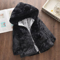 Girls' autumn new arrivals winter faux fur jacket solid color thickened cotton-padded coat fluffy cotton-padded jacket with ear flap hood