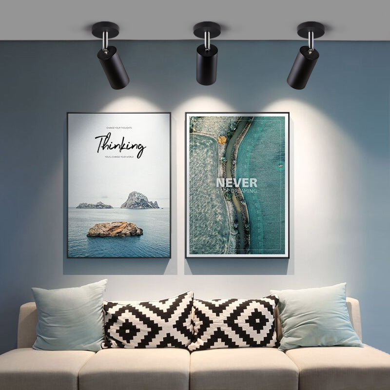 Surface mounted spotlight led ceiling light ceiling type free opening living room household 7w 12w trackless gu10 spotlight single