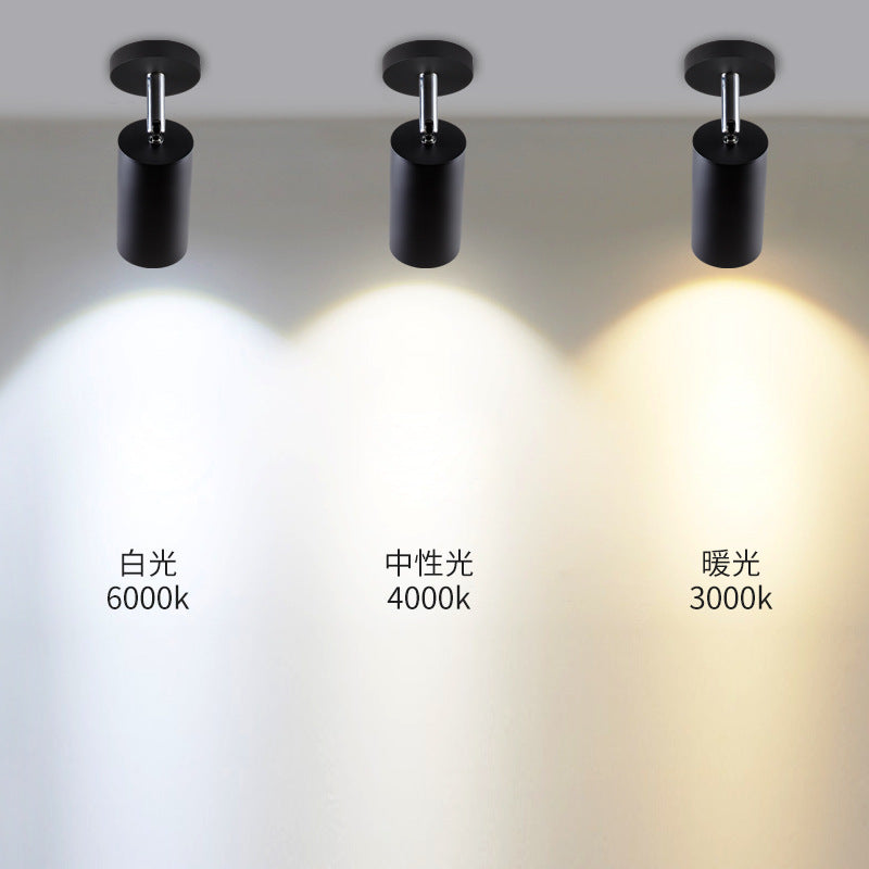 Surface mounted spotlight led ceiling light ceiling type free opening living room household 7w 12w trackless gu10 spotlight single