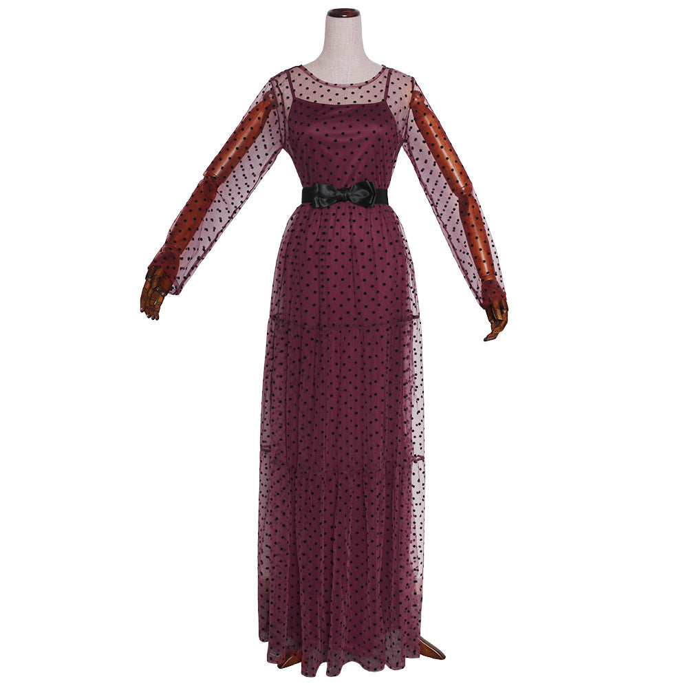 new european and american style plus size women's evening gown - elegant mesh cutout two-piece polka dot dress