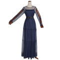 new european and american style plus size women's evening gown - elegant mesh cutout two-piece polka dot dress