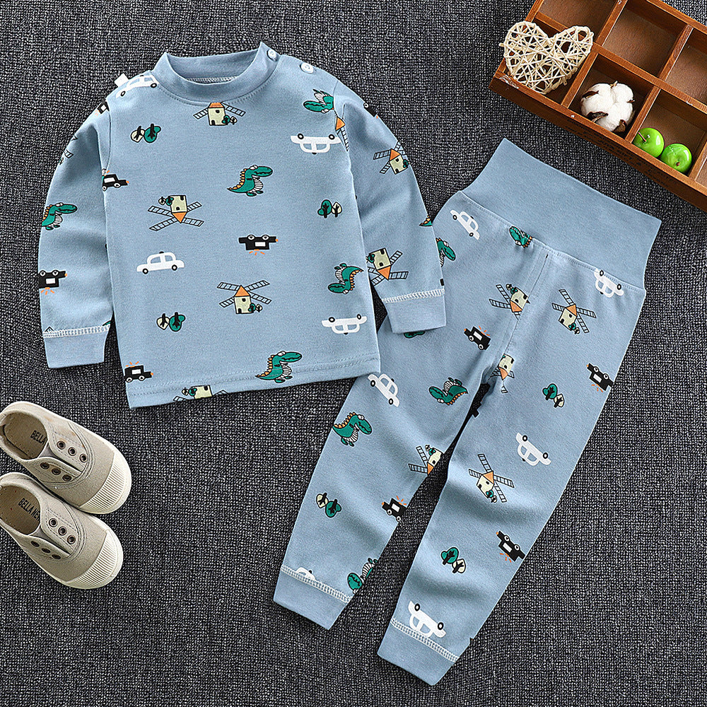 Spring & fall children's clothing kids high waist belly protection pants suit baby pure cottonintimates boys and girls autumn clothes and long trousers one piece dropshipping