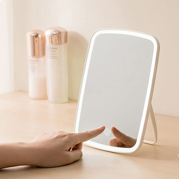 Internet celebrity LED makeup mirror dormitory desktop high definition three-color light mirror portable folding fill light vanity mirror