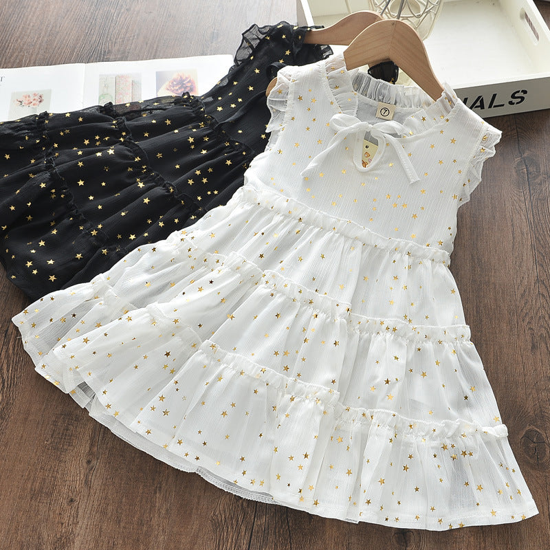 Ins cross-border children's clothing girl summernew arrival small and medium-sized children's dress k-style sleeveless hot stamping baby girl princess dress