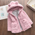 Girls' autumn new arrivals winter faux fur jacket solid color thickened cotton-padded coat fluffy cotton-padded jacket with ear flap hood