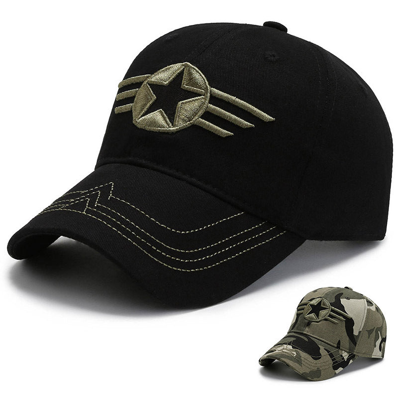2025 new spring and summer five-star camouflage hat men's trend baseball cap fashion sunscreen visor military training cap