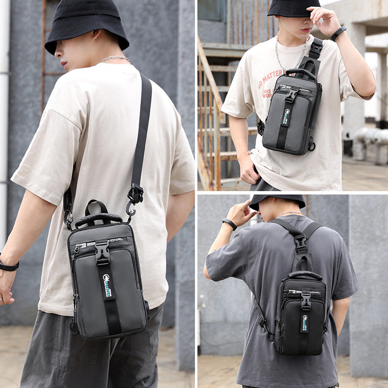 Cross-border exclusive supply for new fashion trends, men's breast bags, multi-functional USB charging, casual shoulder messenger bags, wholesale.