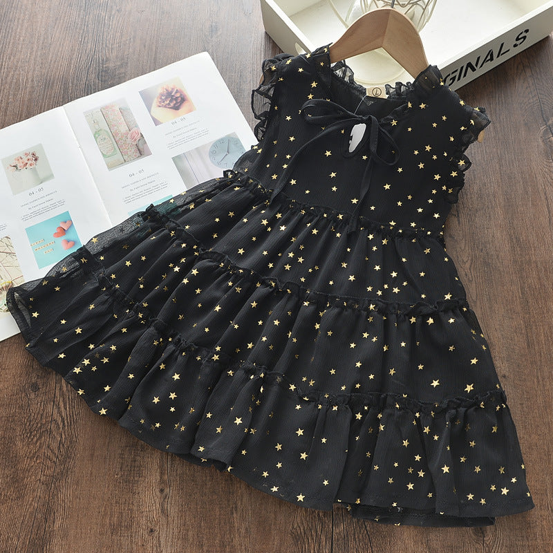 Ins cross-border children's clothing girl summernew arrival small and medium-sized children's dress k-style sleeveless hot stamping baby girl princess dress