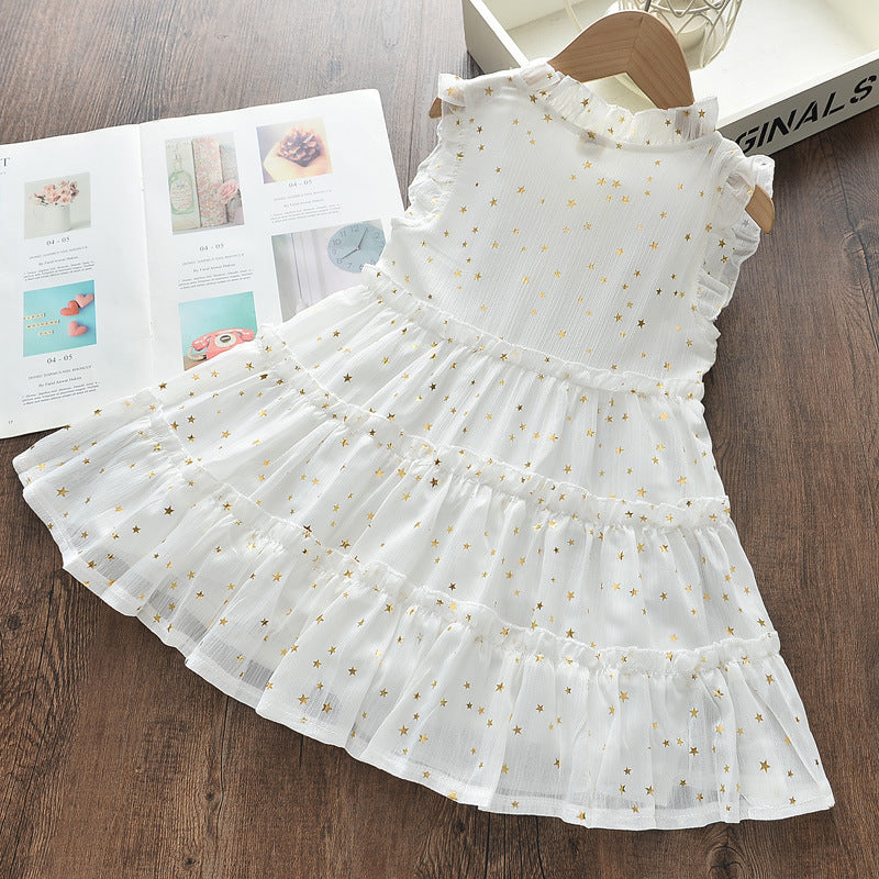 Ins cross-border children's clothing girl summernew arrival small and medium-sized children's dress k-style sleeveless hot stamping baby girl princess dress