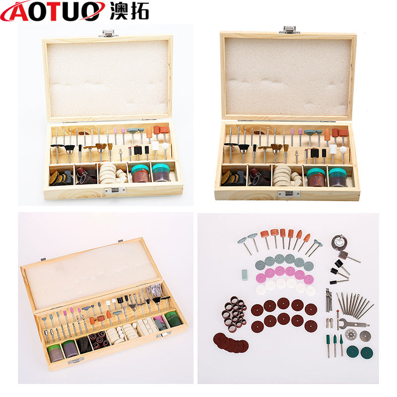 Electric grinding set, household combination tools, wooden box electric grinding accessories 100PC electric grinding special, rod diameter 3MM