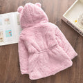 Girls' autumn new arrivals winter faux fur jacket solid color thickened cotton-padded coat fluffy cotton-padded jacket with ear flap hood