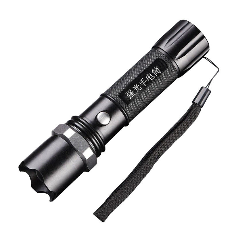 Cross-border LED flashlight charging zoom aluminum alloy outdoor waterproof strong light flashlight DC charging flashlight