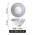 Hand-painted ramen bowl with concentric patterns