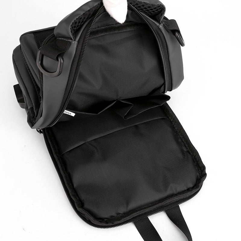 Haoshuai new outdoor multi-functional men's breast bag trendy shoulder messenger bag USB charging backpack men's bag