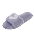 2024 new fuzzy slippers for women, autumn/winter outdoor wear, fashionable open-toe warm real fur heart-shaped trendy thong sandals