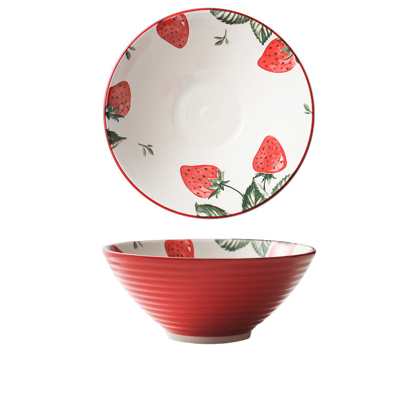 Retro japanese style hat ramen instant noodle bowl salad bowl ceramic tableware for home large soup bowl underglaze color trumpet bowl