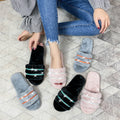Fall and winternew arrival rhinestone fur slippers women's fashionpopular pearl stuffed flip-flops home indoor floor cotton slippers