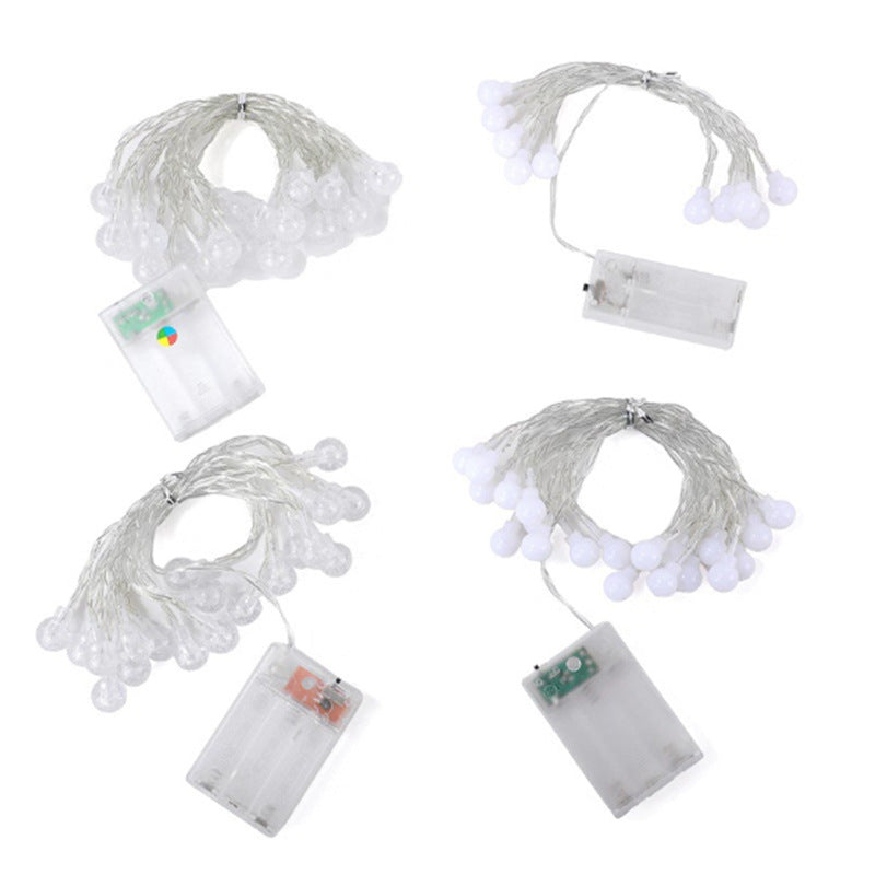 Outdoor camping led round ball light string courtyard Christmas holiday lights string outdoor battery box decoration small round ball light